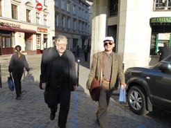 Larry Wolff and Chris Hann in the old town of Lviv, 4 October 2015.