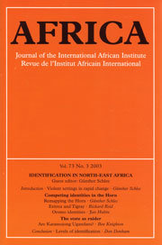 Identification in North-East Africa. Africa. Journal of the International African Institute, Vol. 73, No. 3