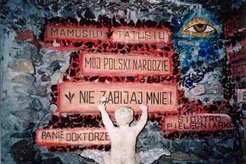 The moral teaching of the Catholic Church on abortion is vividly conveyed at the "Golgotha" of Lichen. The text surrounding the foetus reads "Mummy, Daddy, my Polish nation, do not kill me, doctor, nurse!" The adjacent grotto is dedicated to the unborn child.