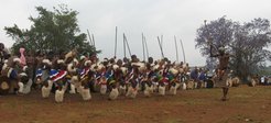 Sibhaca dancers at the ummemo cultural festival; Emjindini Trust, South Africa
