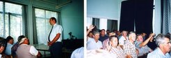 A meeting of grape growers in Kiskörös, August 2001, organized by the Independent Smallholders' Party to protest against falling prices.