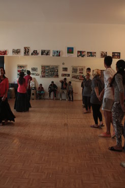 Roma and Ashkali youth during their self-organised regular dance workshops in the post-war Roma settlement in the Albanian part of the city (Mitrovica 2015)