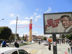 Clock Tower, Prime Minister on the poster saying 'There is no you or me, there is Turkey'.