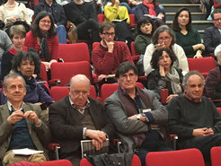 At the book launch, from the right: Maurice Bloch, Jonathan Parry, Keith Hart and Chris Hann.