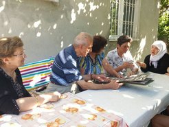 The anthropologist discussing kinship with relatives in Isparta.