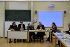 Panel discussion between Klaus Kraemer, Georg Neugebauer, Frank Adloff and Hans Joas (from the left), chair: Sylvia Terpe.