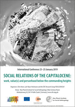 Poster der Konferenz „Social Relations of the Capitalocene: Work, Value(s) and Personhood Below the Commanding Heights“, die vom 23. bis 25. Januar am Max-Planck-Institut für ethnologische Forschung stattfindet.