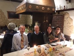 Late evening: Laura Hornig (holding the Easter bunny) and committee members Kirsten Endres, Chris Hann and Ward Keeler.
