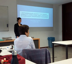 Early morning: Anne-Erita Berta begins her defence at the university.
