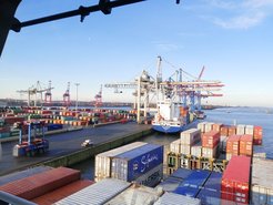 On a container ship in Hamburg, January 2020