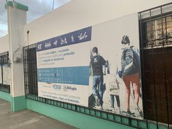 Santa Elena is a major transit hub for migrants making their way from Honduras to Mexico and eventually the U.S. Posters, such as this one at the main bus station, encourage migrants to claim asylum locally, rather than the U.S. The reinvention of frontier spaces into zones of opportunity thus also involves migrants as crucial actors.